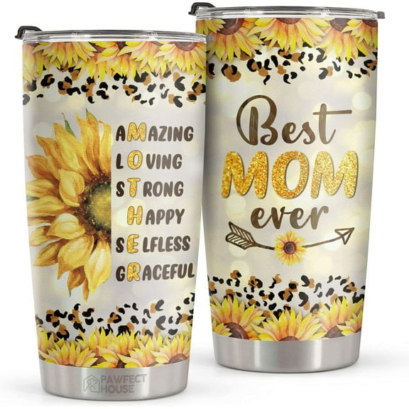 Mothers Day Gifts For Mom From Daughter Son, 20oz Stainless Steel Insulated Tumbler, Grandma Nana Mom Birthday Gifts, Best Mom Ever Gifts, Sunflower Tumbler, Gifts For Women, Mom Coffee Mug