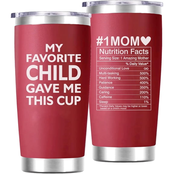 Mothers Day Gifts for Mom from Daughter Son - My Favorite Child Gave Me This Cup - Mom Birthday Gifts, Mother Birthday for Wife Grandma - 20 Oz Tumbler