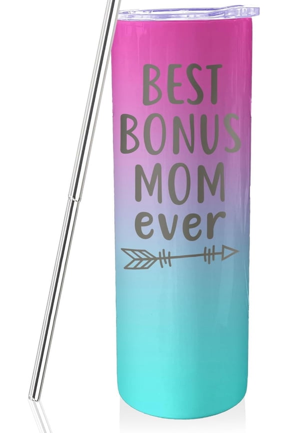 Mothers Day Gifts for Mother In Law Best Bonus Mom Gifts From Daughter Son 20oz Pink Gradient Travel Cup Gift Set for Stepmom Christmas Birthday Presents for Stepmother Tumbler with Lid Straw Keychain
