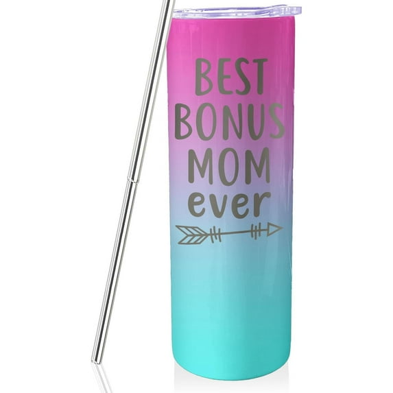 Mothers Day Gifts for Mother In Law Best Bonus Mom Gifts From Daughter Son 20oz Pink Gradient Travel Cup Gift Set for Stepmom Christmas Birthday Presents for Stepmother Tumbler with Lid Staw