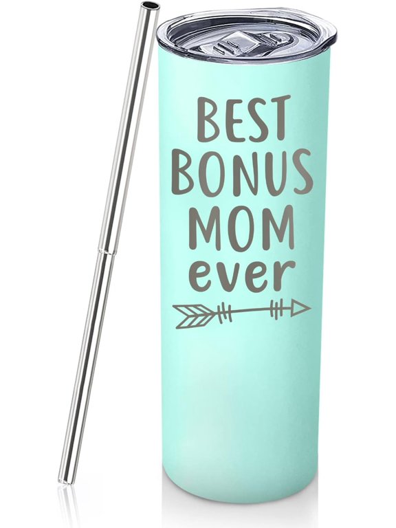 Mothers Day Gifts for Mother In Law Best Bonus Mom Gifts From Daughter Son in Law 20oz Green Travel Cup Gift Set for Stepmom Christmas Birthday Presents for Stepmother Tumbler with Lid Straw Keychain