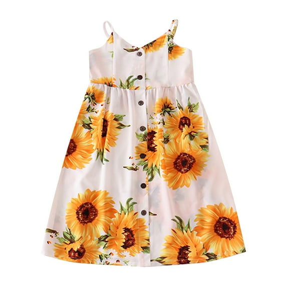 Mothers Day Gifts Summer Matching Mother Daughter Baby Sleeveless Sunflower Pattern Straps Button Dress Jumpsuit Family Set Family Matching Outfits