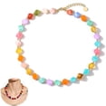 thumbnail image 1 of Mothers Day Gifts for Women, Resin Chunky Beaded Necklace, Minimalist Modern Boho Statement Necklace, Lightweight Adjustable Fashion Jewelry Accessories for Birthday Holiday Gift, 1 of 5