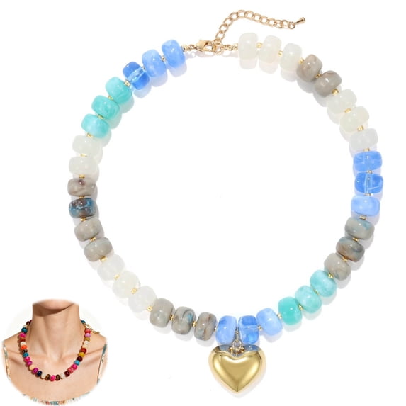 Mothers Day Gifts for Women, Resin Chunky Beaded Necklace, Minimalist Modern Boho Statement Necklace, Lightweight Adjustable Fashion Jewelry Accessories for Birthday Holiday Gift