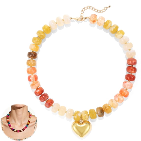 Mothers Day Gifts for Women, Resin Chunky Beaded Necklace, Minimalist Modern Boho Statement Necklace, Lightweight Adjustable Fashion Jewelry Accessories for Birthday Holiday Gift