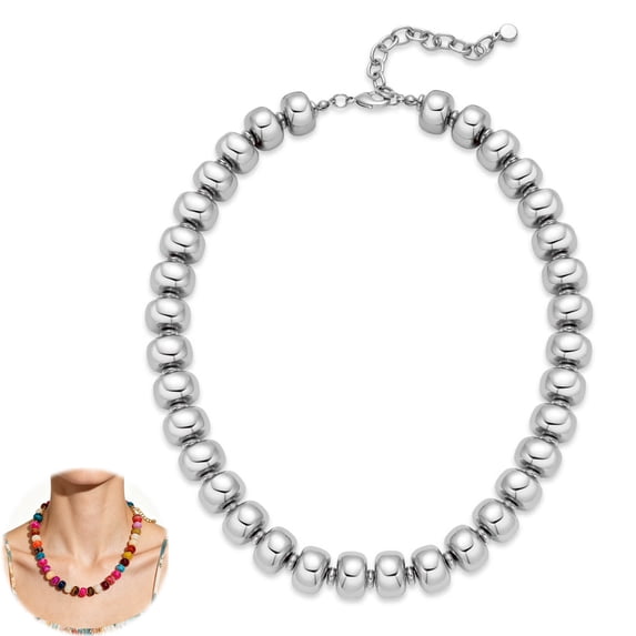 Mothers Day Gifts for Women, Resin Chunky Beaded Necklace, Minimalist Modern Boho Statement Necklace, Lightweight Adjustable Fashion Jewelry Accessories for Birthday Holiday Gift