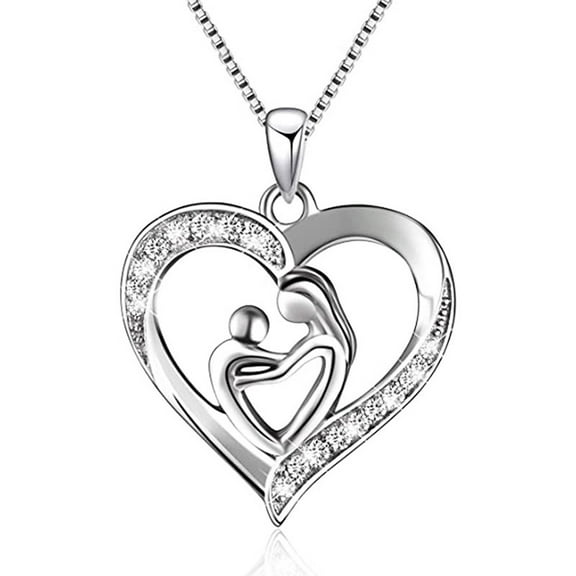 Mothers Day Gifts for Women 925 Sterling Silver Mother and Daughter Son Love Heart Pendant Necklace Jewelry Gifts for Grandmother Mom Daughter Wife