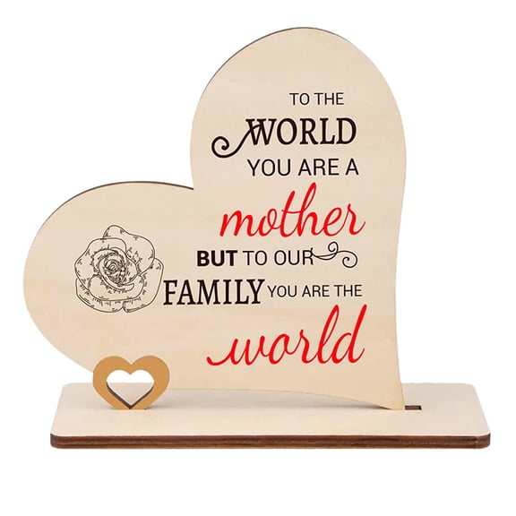 Mothers Day Heart Shape Wooden Decorative Ornament for Birthday Gift Decorations Wooden Crafts Home Decoration Handmade Personalised Anniversary Present