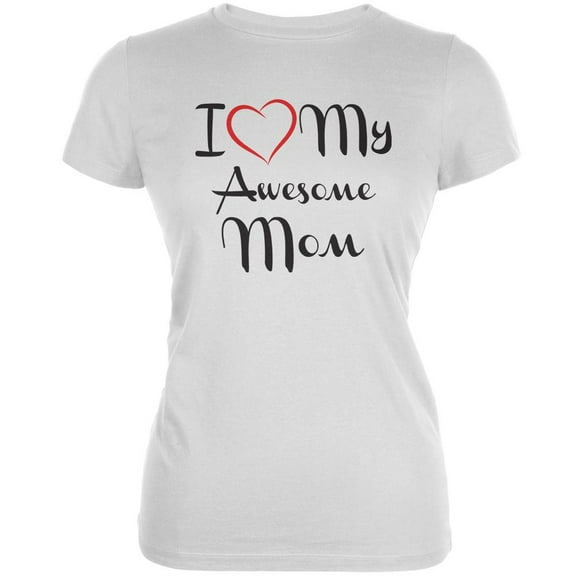 Mothers Day - I Heart My Awesome Mom White Juniors Soft T-Shirt - Medium