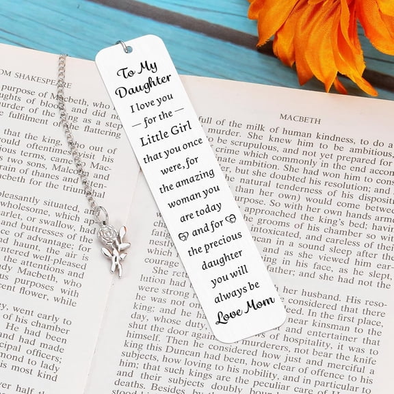 Mothers Day Idea for Adult Daughter Bookmarks from Mom Dad, Trendy Stuff for Teen Kids, Birthday Gifts for Daughter Step Daughter, Little Bouns Daughter Gifts, Silver