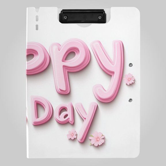 Mothers Day Logo Small Flowers Foldable Binder Folder Clipboard with Pen Slot Double Clips A4 Size File Storage