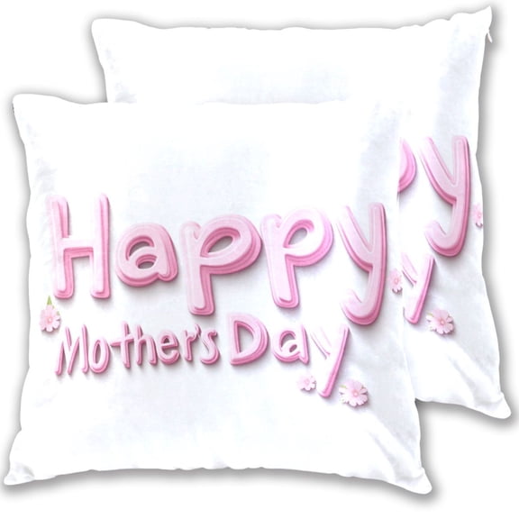 Mothers Day Logo Small Flowers Throw Pillow Covers Pillowcases 16 x 16 Inch Home Decor 2 Packs for Bedroom Sofa