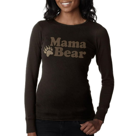Mothers Day Mama Bear Juniors Long Sleeve Thermal Brown X-LG