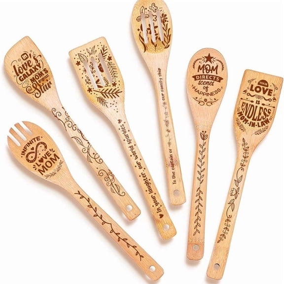 Mothers Day Mom Gifts Wooden Cooking Spoons Set Grandma Wife Daughter Son Christmas Birthday Anniversary Kitchen Presents
