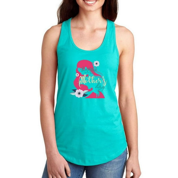 Mothers Day Mom Silhouette Racerback Tank Women -Image by Shutterstock, Female Large