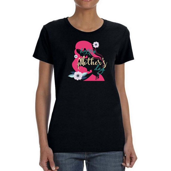 Mothers Day Mom Silhouette Shaped T-Shirt Women -Image by Shutterstock, Female x-Large