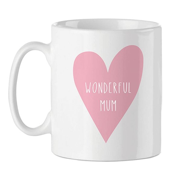 Mothers Day Mug White Heart Wonderful Mum