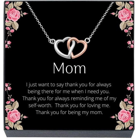Mothers Day Necklace Jewelry Gifts for Mom- Heart Pendant Necklace on Quote Card Best Mom Ever Gifts from Son or Daughter