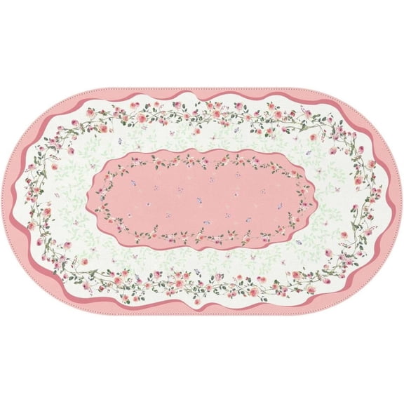 Mothers Day Oval Tablecloth, Rosette Butterfly Tablecloth, Pink Roses Table Cloth,Wrinkle Resistant and Washable Rose Tablecloth,Perfect for Kitchen,Dining,Outdoor,Patio,Party, Oval 54X72 inch