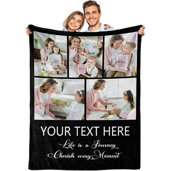 Mothers Day Personalized Gifts, Custom Photos Blanket Mom Gifts from Daughter Son Customized Picture Blanket, Mother's Day Christmas Birthday Best Gift for Mom Grandma Wife 3 Photos Blankets