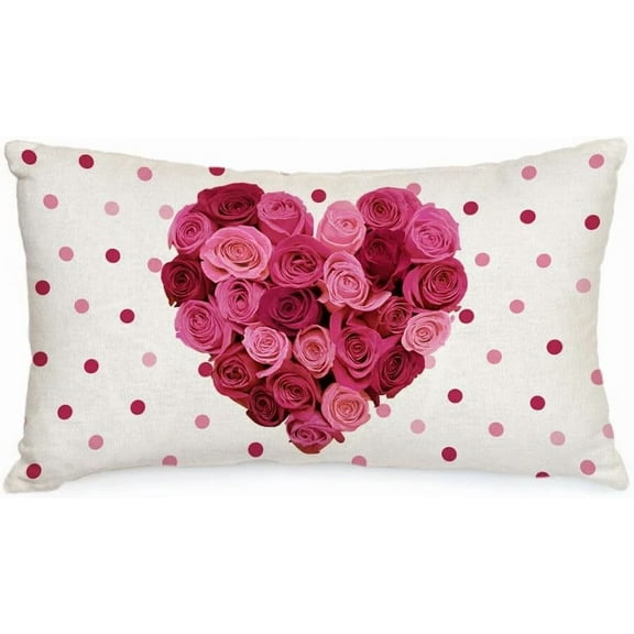 Mothers Day Pillow Cover 12X20 Inch 20" X 12" (Pack Of 1) Pink Red Heart For Mom