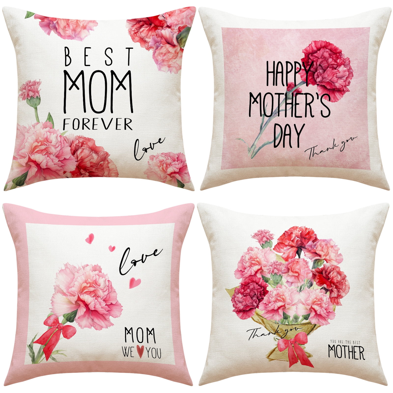 Mothers Day Pillow Covers 18x18 Velvet Mom Throw Pillow Covers Pink ...