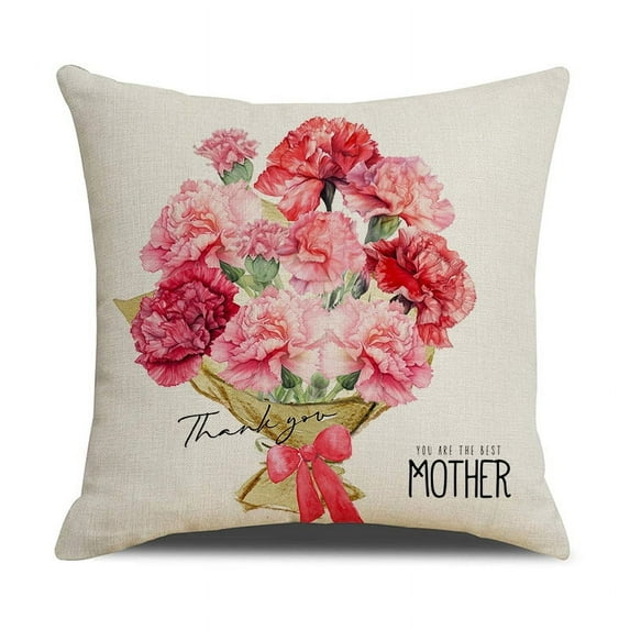 Vorkoi Mothers Day Pillow Covers 18x18 Velvet Mom Throw Pillow Covers Pink Rose Flower Floral Cushion Covers Pillow Case Gift for Mother Mom Birthday Home Outdoor Sofa Decoration