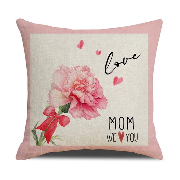 Vorkoi Mothers Day Pillow Covers 18x18 Velvet Mom Throw Pillow Covers Pink Rose Flower Floral Cushion Covers Pillow Case Gift for Mother Mom Birthday Home Outdoor Sofa Decoration