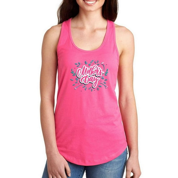 Mothers Day Pink Cute Flowers Racerback Tank Women -Image by Shutterstock, Female Medium