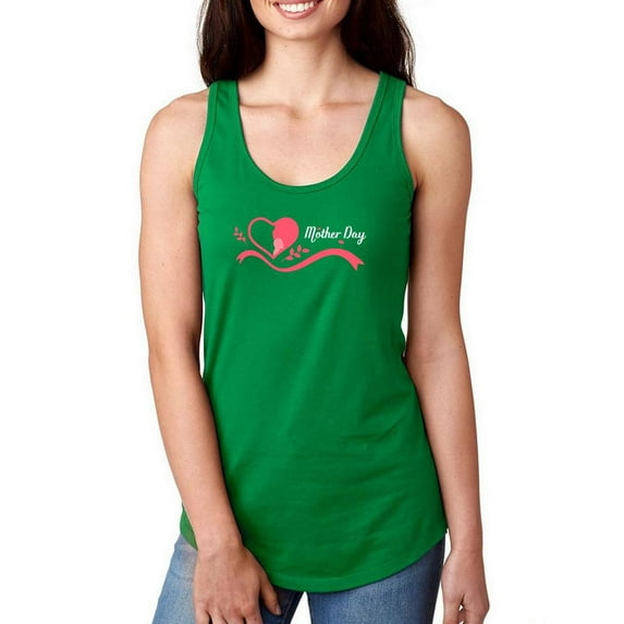Mothers Day Pink Ribbon Racerback Tank Women -Image by Shutterstock, Female Large