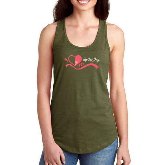 Mothers Day Pink Ribbon Racerback Tank Women -Image by Shutterstock, Female Medium