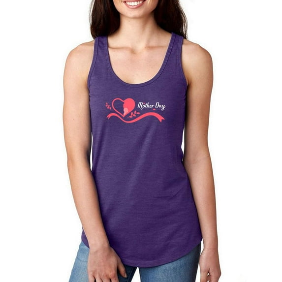 Mothers Day Pink Ribbon Racerback Tank Women -Image by Shutterstock, Female x-Small