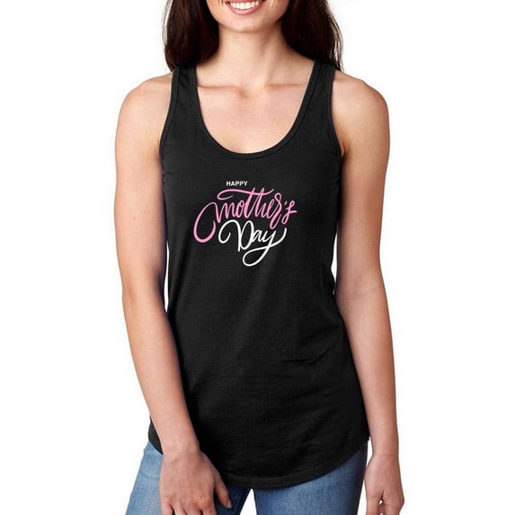 Mothers Day Pink White Text Racerback Tank Women -Image by Shutterstock, Female Medium