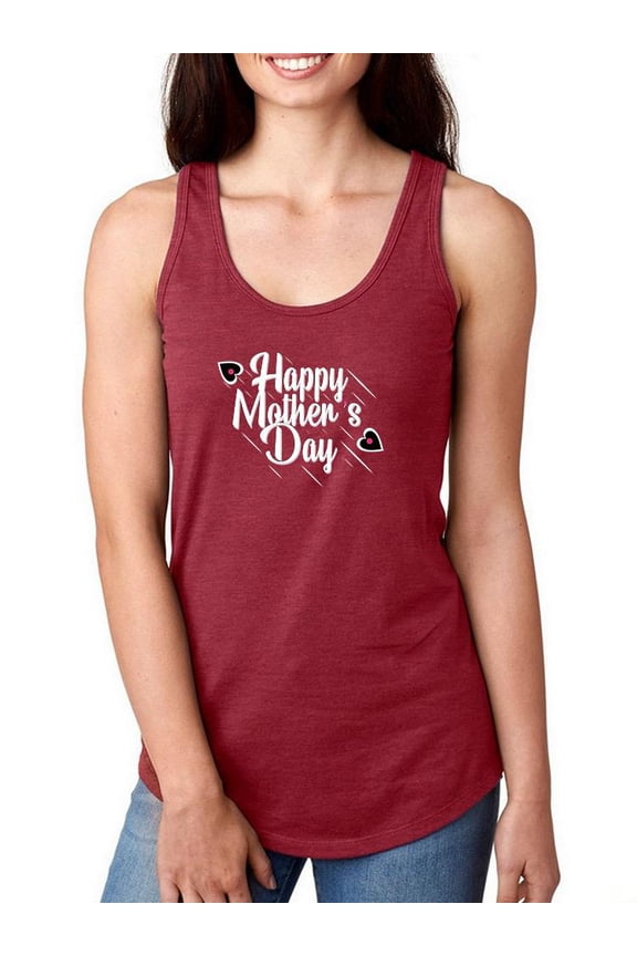 Mothers Day Point Hearts Racerback Tank Women - Women Racer Back, Cardinal Red, Medium