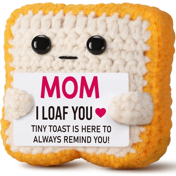 Mothers Day Pun Gift for Mom from Daughter Son- Handmade Cute Loaf Crochet Toast - I Love You Funny Presents for Moms Bonus Mamas Mother-in-Law Birthday, Valentine's Christmas Stocking Stuffers