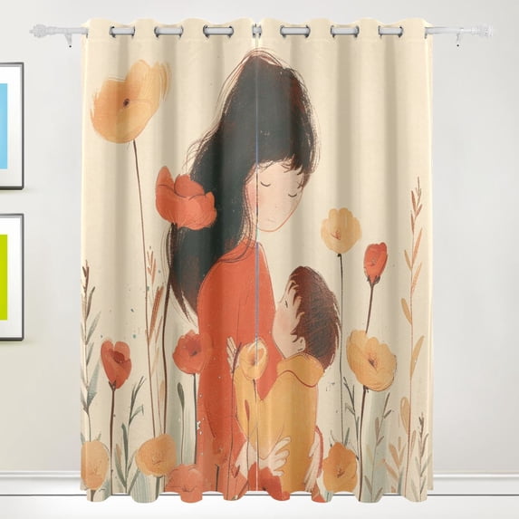 Mothers Day Room Blackout Cutrains Original Design Summer Thermal Insulated Curtain for Home, Living Room, Bedroom, Offices, Kitchen 72 x 55 Inch x 2 Panels