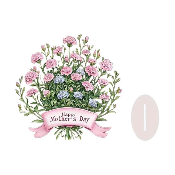 Mothers Day Rose Acrylic Table Decoration - 8 Inch Flat Personalized Mom Birthday Gift with Floral Design Double-Sided 2D Acrylic Red Rose Ornament for Home Decor, Anniversary & Mothers Day