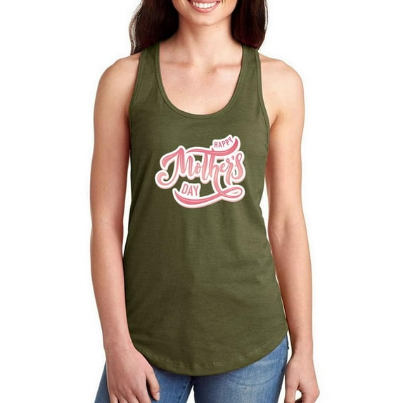 Mothers Day Shiny Soft Text Racerback Tank Women -Image by Shutterstock, Female Small