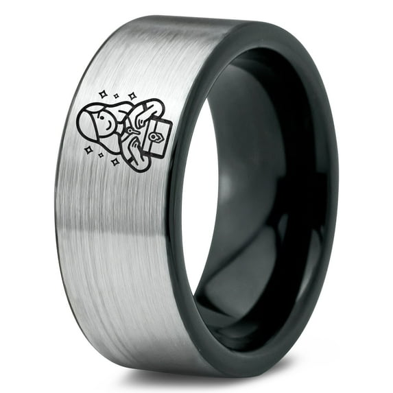 Mothers Day Tungsten Gamer Mens Wedding Ring Grey Girlfriend Gift Going Away Gifts Chunky Jewelry