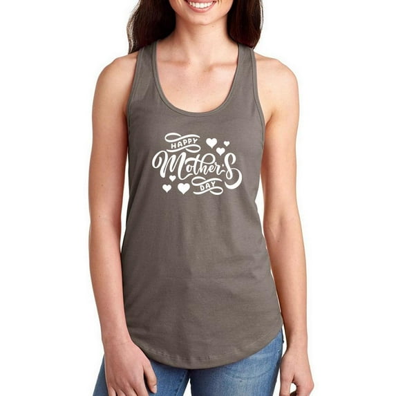 Mothers Day White Text Racerback Tank Women -Image by Shutterstock, Female x-Large