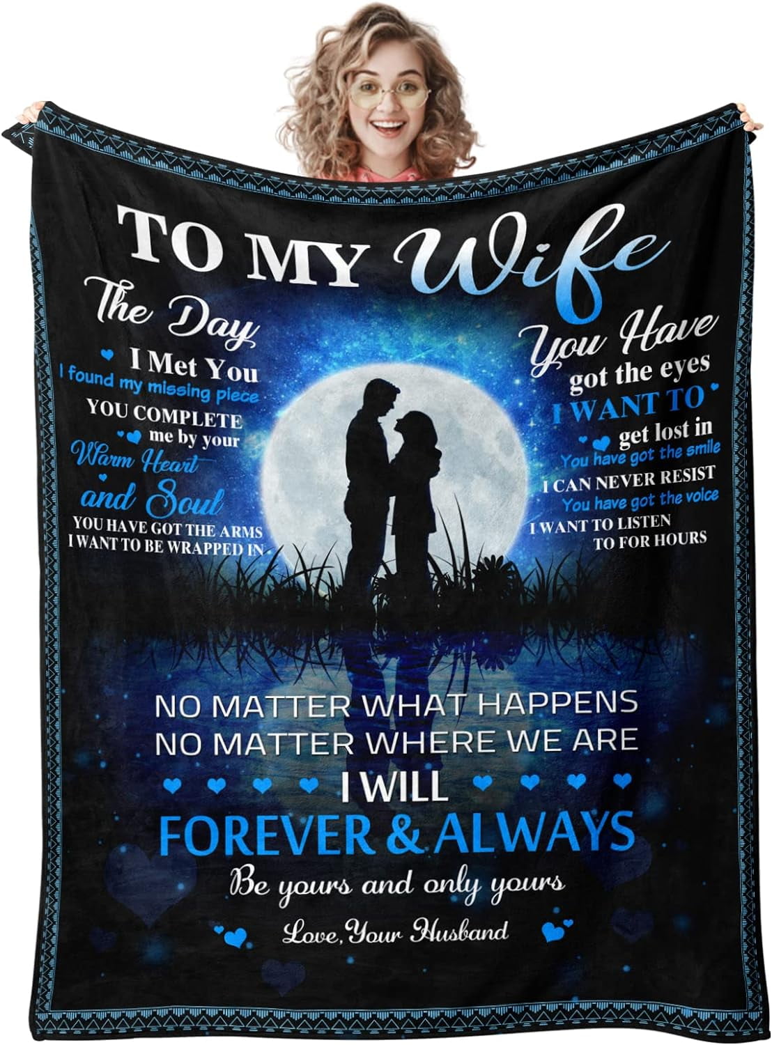 Mothers Day Wife Gifts, Gifts for Wife, Wife Birthday Gift Ideas, Wife Gifts from Husband, Cool Anniversary Wedding Romantic Christmas Birthday Gifts for Her Wife, to My Wife Blanket