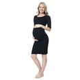 thumbnail image 1 of Mothers Essentials Cotton Bodycon Rushed Side Maternity Dress, Round Neck (XS), 1 of 3