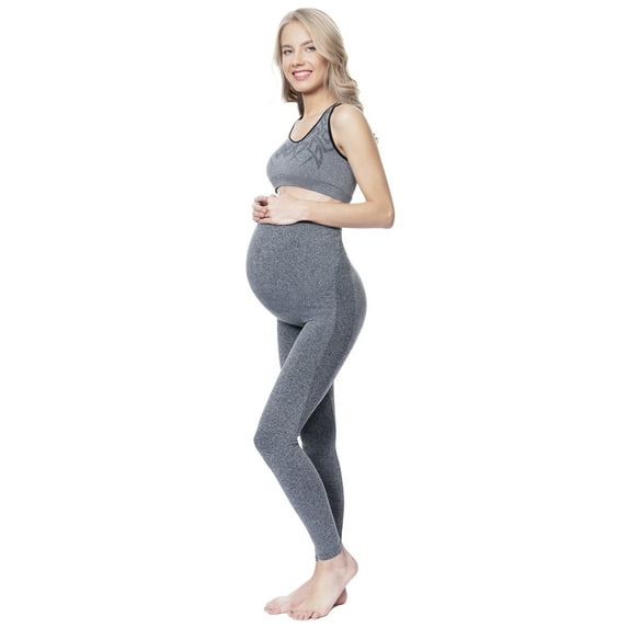 Mothers Essentials Maternity Compression Yoga and Gym Women Shaper Leggings (Gray, Medium)