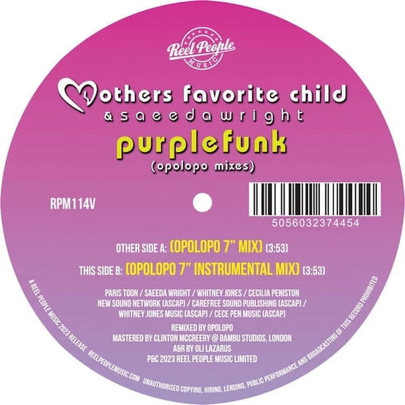 Mothers Favorite Child & Saeeda Wright - Purple Funk (Opolopo Remixes) - Music & Performance - Vinyl [7-Inch]