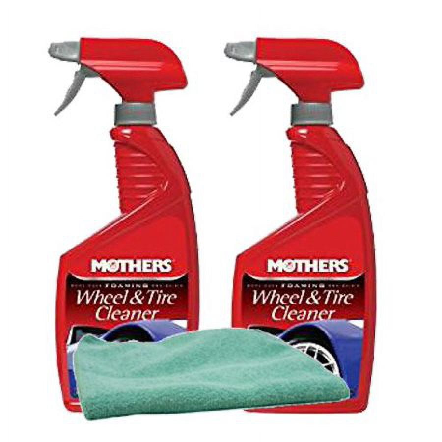 Mothers Foaming Wheel & Tire Cleaner (24 oz.) Bundle with Microfiber