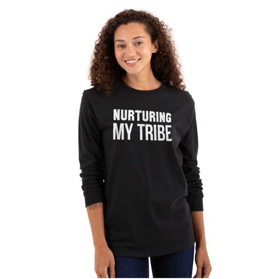 Mothers Love Nurturing My Tribe Cute Women Plus Size Long Sleeve Graphic Tee Brisco Brands 3X