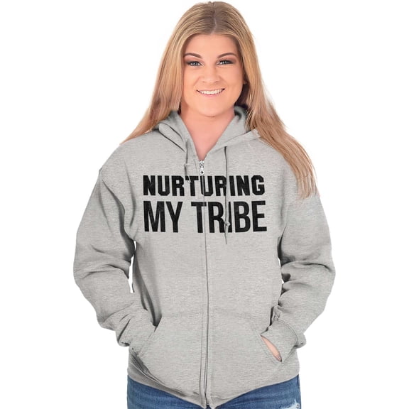 Mothers Love Nurturing My Tribe Cute Womens Plus Size Graphic Zipper Hoodie Brisco Brands 5X
