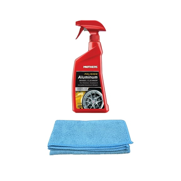 Mothers Polished Aluminum Wheel Cleaner (24 oz.), Bundles with a Microfiber Cloth (2 Items)