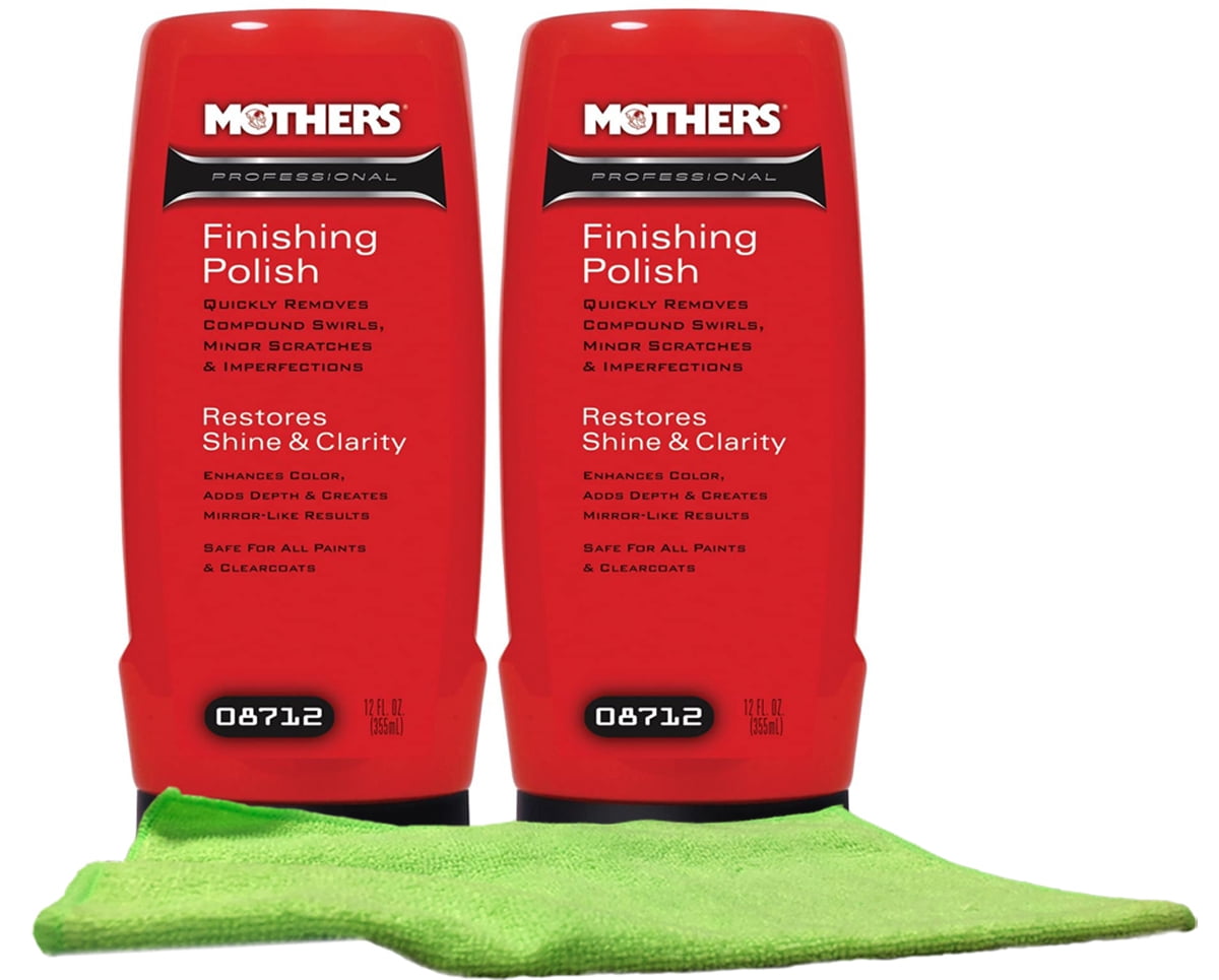 Mothers Professional Finishing Polish (12 OZ) Bundle with Microfiber Cloth