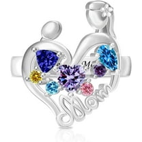 Mothers Ring with 1-8 Simulated Birthstones Personalized Birthstone Rings for Women Mothers Day Ring Custom Mother Rings for Family Grandmother Mother Day Gift for Women